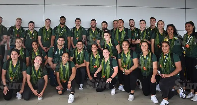 Australian Prime Ministers XIII and Australian Jillaroos at Nadi international Airport on October 8, 2019. Photo: Mereleki Nai