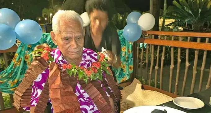 The Tui Vuda, Ratu Eparama Tavaiqia (with garland), at the Sheraton Fiji Golf & Beach Resort in Nadi