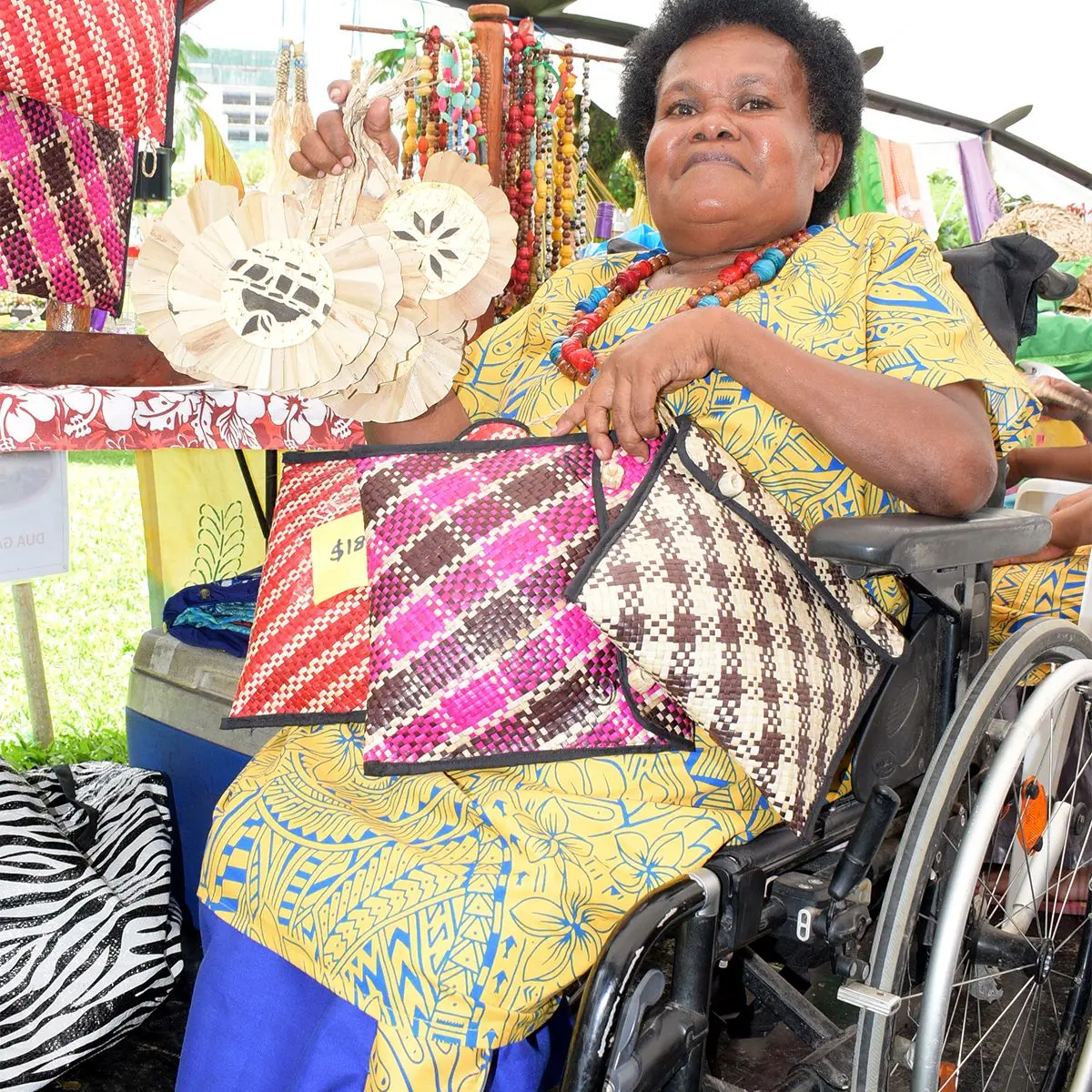 Litia Naitanui 52, with some of her handicraft on sale during the central division craft show at Ratu Sukuna Park on February 20, 2019. Photo: Ronald Kumar.