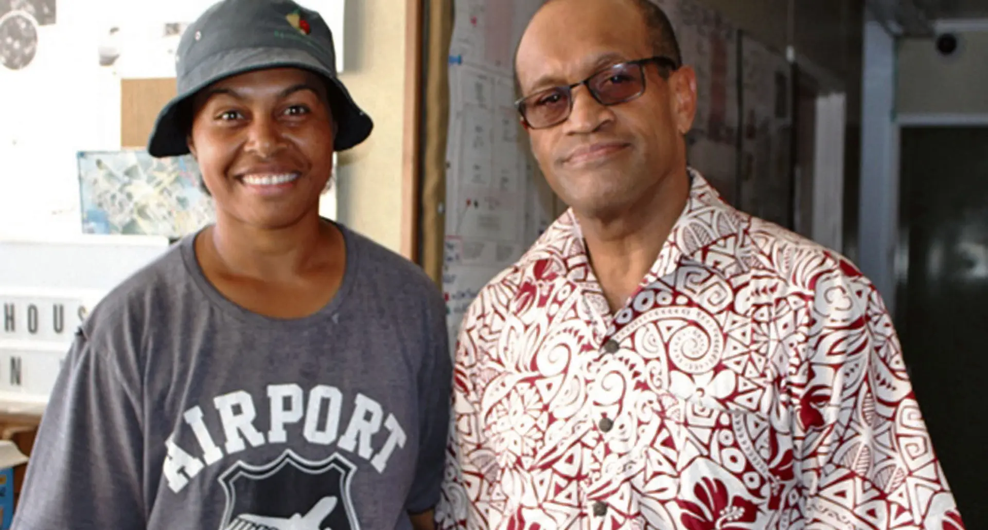 Minister for Employment Productivity and Industrial Relations Jone Usamate (right), with Fijian Seasonal Worker Maria Turagakacivi.  Photo: Ministry of Employment, Productivity and Industrial Relations 