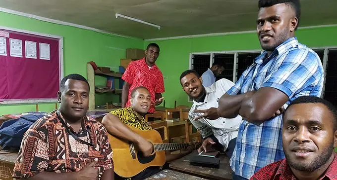 Newtown rugby players after their devotion as they prepare for this weekend’s Fiji Bitter Marist 7s tournament.  Photo: Aliki Bia