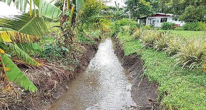 A recently desilted drain along farms in Varavu, Ba. Photo: Ministry of Waterways