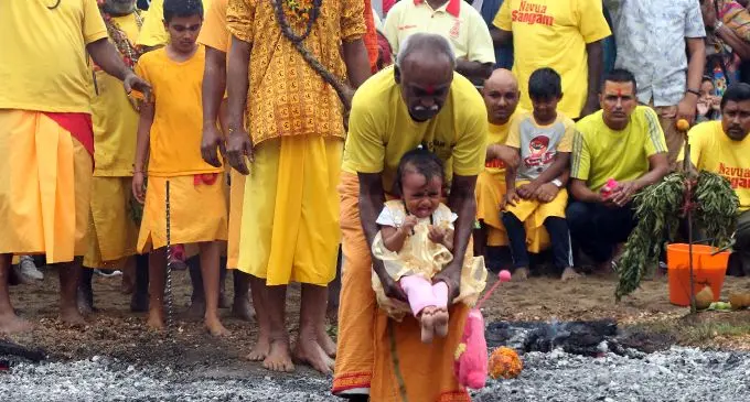 A young devotee was part of the firewalking ceremony at at the TISI Sangam Mariamman temple in Naitata, Navua, on August 4, 2019. Photo: Simione Haravanua