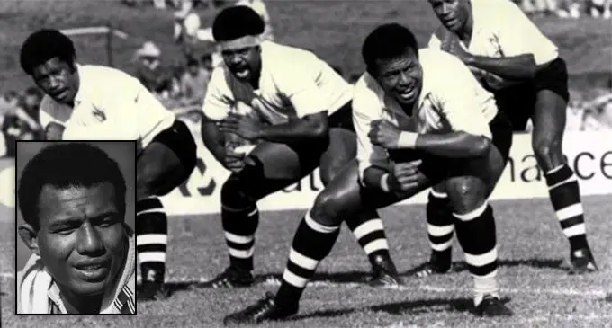Rugby Union at Concord. Sydney Vs Fiji.Led by captain and lock Esala Teleni, April 21, 1984.