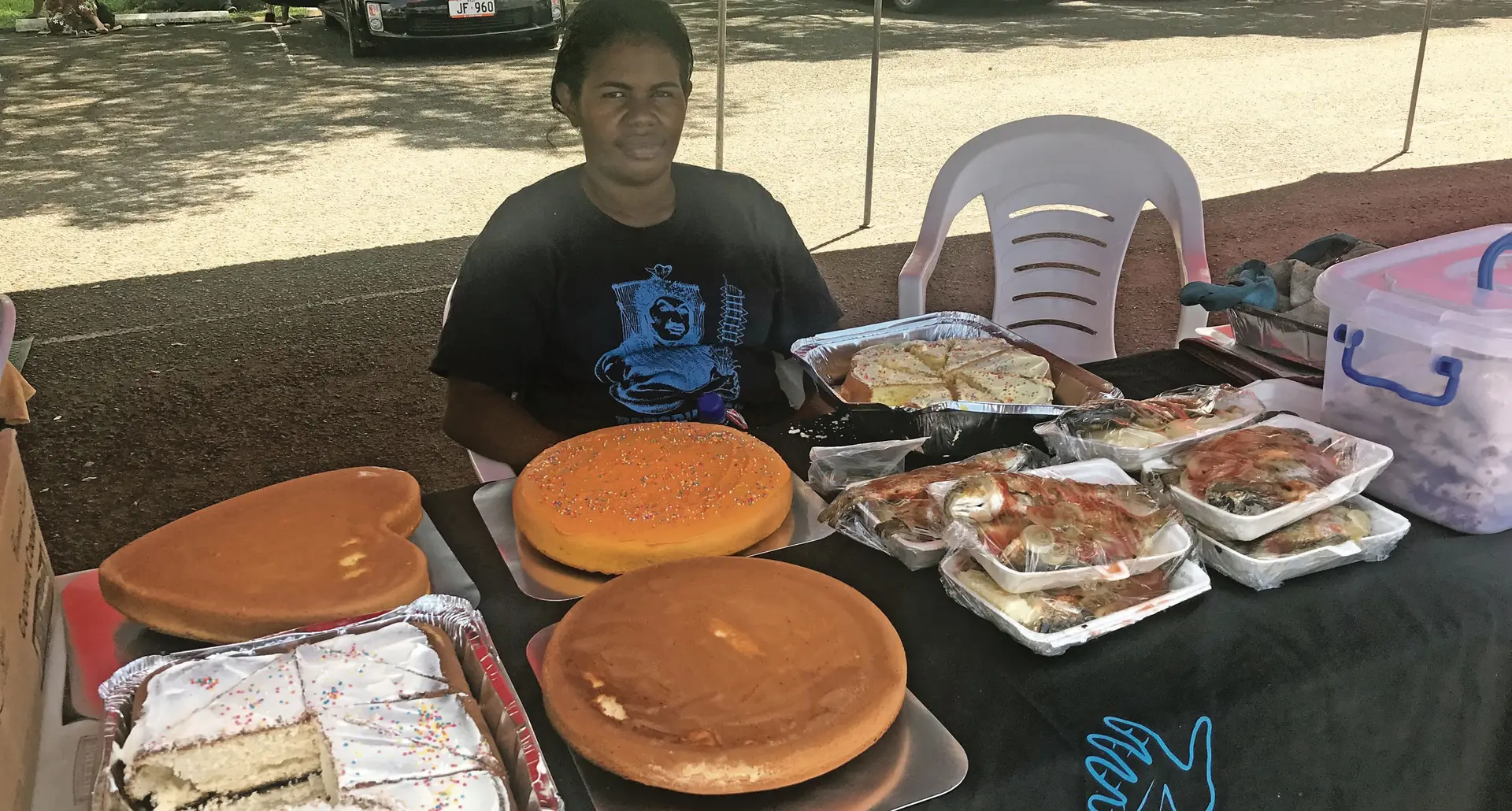 llisapeci Nasau at the South Pacific Business Development market day yesterday. 