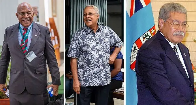 From left: Sitiveni Rabuka, Mahendra Chaudhry and the late Laisenia Qaease.