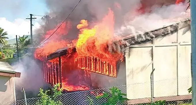 The scenes of the fire at Ra High School on April 25, 2024