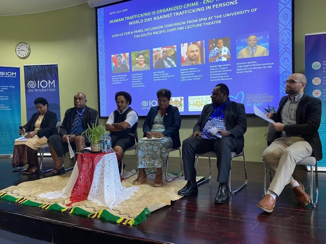 World Day Against Trafficking in Persons panel discussion at the University of the South Pacific in Suva on July 30, 2025.