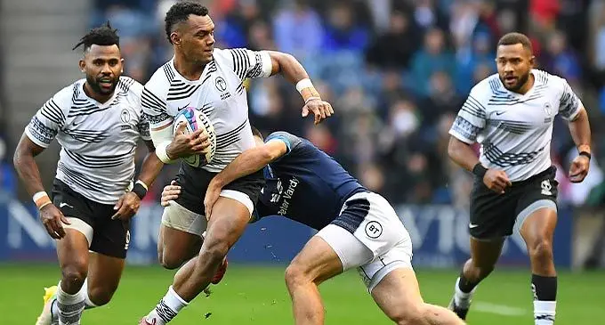 Test debutant Sireli Maqala on the move for the Flying Fijians at Murrayfield Stadium in Edinburgh, Scotland on November 6, 2022. Photo: AFP