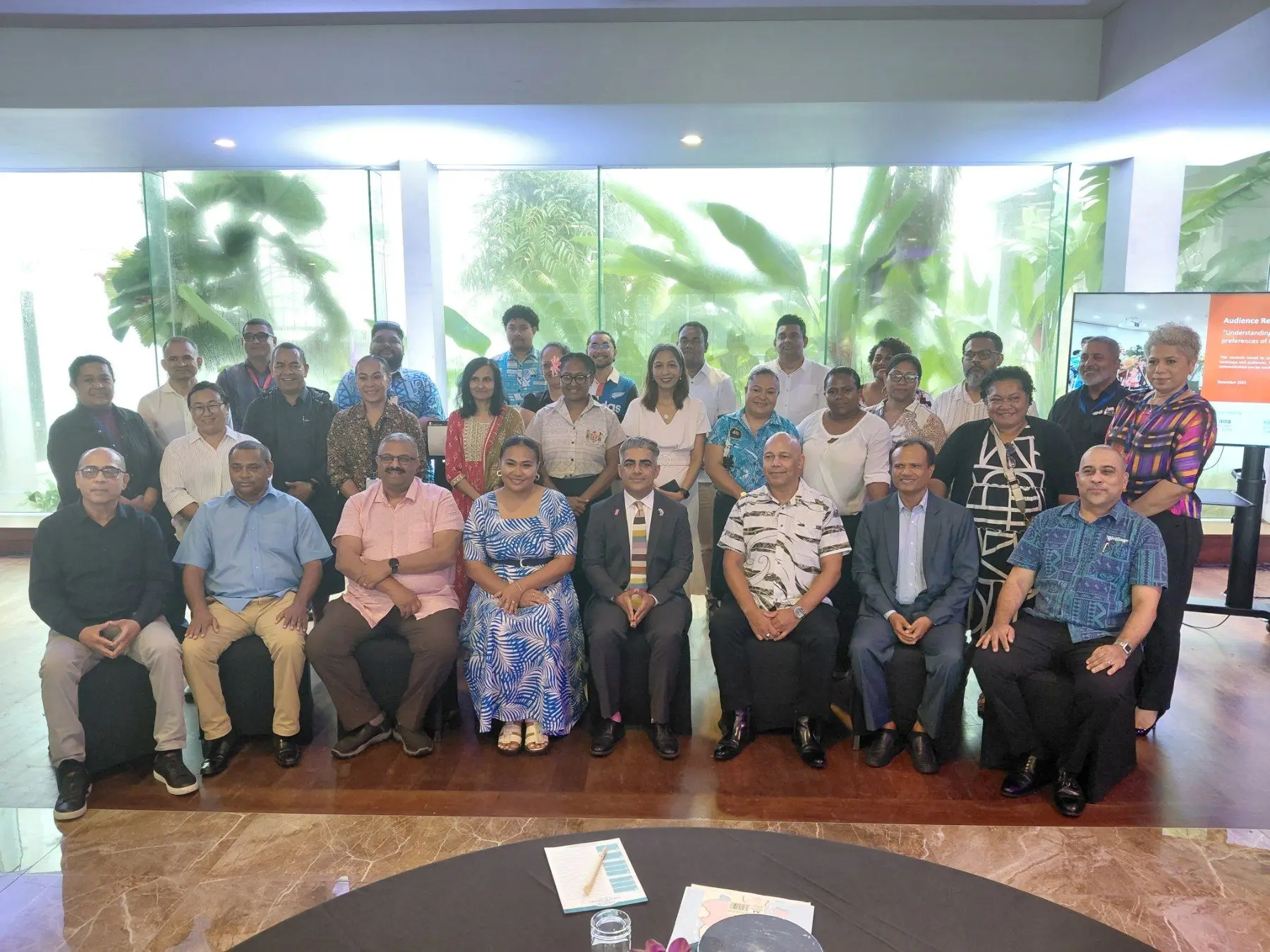 British High Commissioner Kanbar Hossein-Bor (middle), BBC Media Action Project Director Dipak Bhattarai (second from right) with FMA Executives, Academias and participants on November 26, 2025.