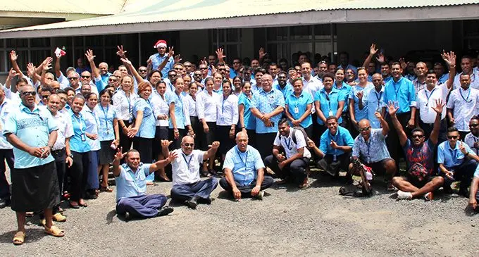 Fiji Airports staff celebrate after the announcement of their bonuses. They will receive their bonus today. Photo: Fiji Airports.