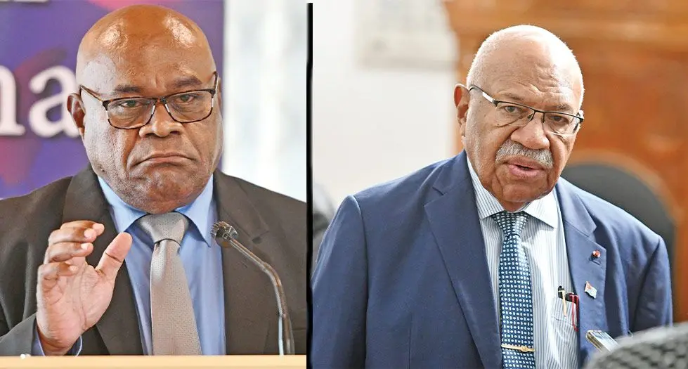 (Left): Fiji Corrections Service Commissioner Jalesi Nakarawa. (Right): Prime Minister Sitiveni Rabuka