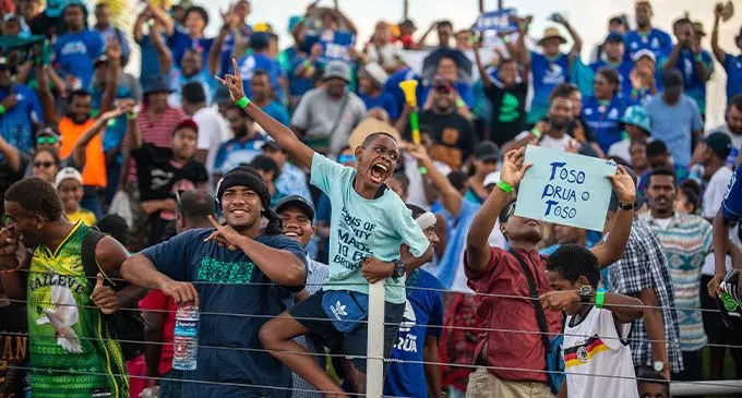 Fijian Drua fans at Churchill Park. Photo: Leon Lord