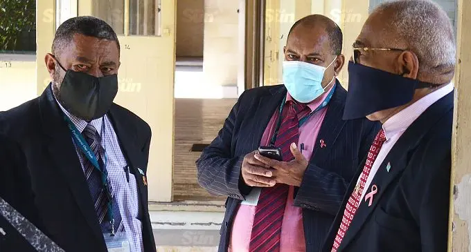 SODELPA MP's, (from left) Ratu Suliano Matanitobua, Peceli Vosanibola and Simione Rasova outside Court on 22, October 2021. Photo: Ronald Kumar. 