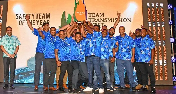 Energy Fiji Limited Safety Team of the Year 2020, Team Transmission West, Network SBA. Photo: DEPTFO New
