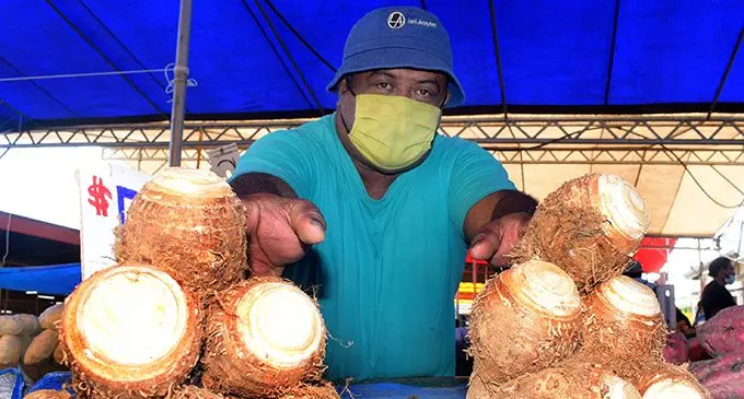Savenca Vulaca, 49, at his Suva market stall on 28, September 2021.  Photo: Ronald Kumar