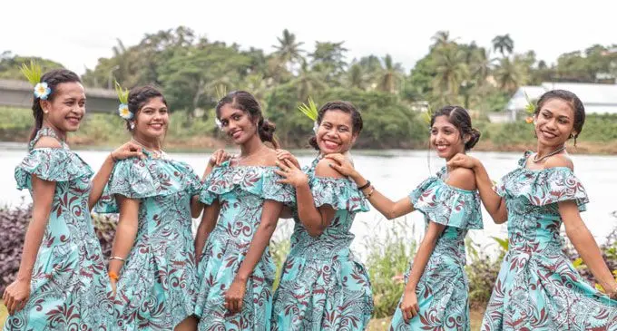 The 2018 Vodafone Tebara Carnival contestants vying for the crown (from left) Sereima Vautoni, Natasha Nikita Lal, Neha Namrata Sharma, Laisani Silaitoga Ravoka, Kavita Mishra, and Mereani Kotocakau. Photo: Ravneel Maharaj
