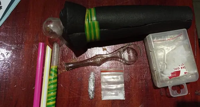 Seized substances and apparatus found during a raid in a Nadi Hotel. Photo: FIji Police Media Unit