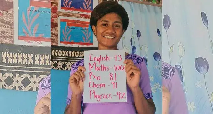 Miliana Gavidi with her Year 12 Certificate Examination results