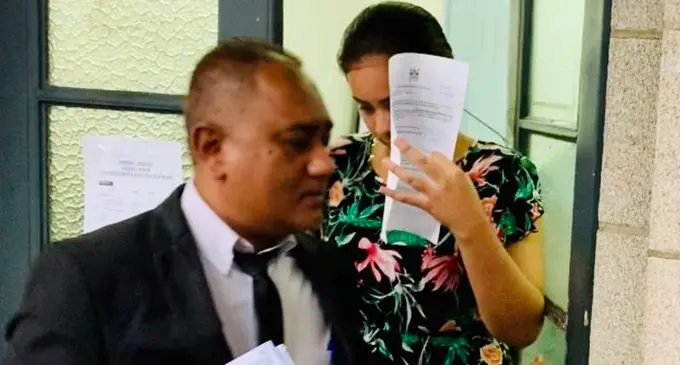 USP student Eileen Anderson outside court on April 22, 2020. Photo: Fonua Talei