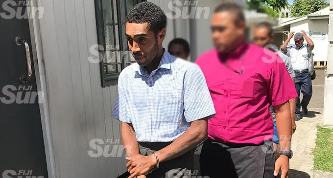 Josaia Alfred Vuetinaibose (left), outside the Magistrates Court in Suva on February 26, 2020.  Photo: Inoke Rabonu