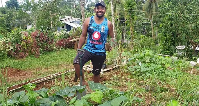 William Tabuya at his backyard garden in Wakanisila, Kubukawa Road, Nasinu.