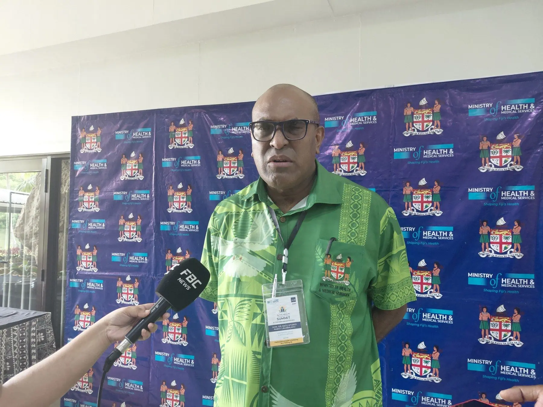 Minister for Health Dr Ratu Atonio Lalabalavu speaks to reporters at the Novotel Convention Center in Lami on December 11, 2025.