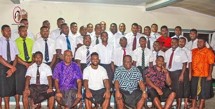 Sireli Maqala (seated third from left) with the Macuata rugby players and officials in Labasa on July 27, 2025. Photo: Macuata Rugby Union  