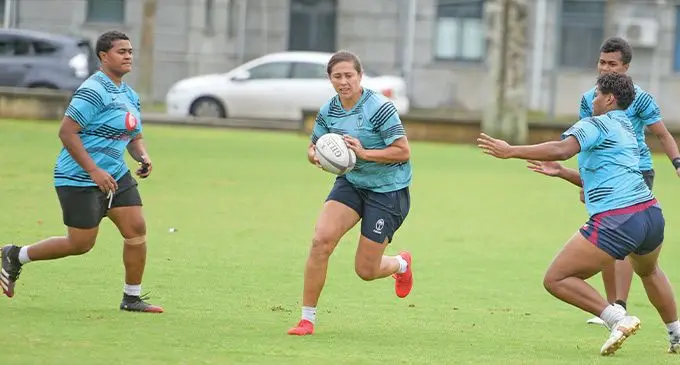 Vodafone Fijiana XV centre Talei Wilson works on her running lines during training at Albert Park, Suva, on July 28, 2023. Wilson is also a member of the Fijiana women’s sevens squad. Photo: Ronald Kumar