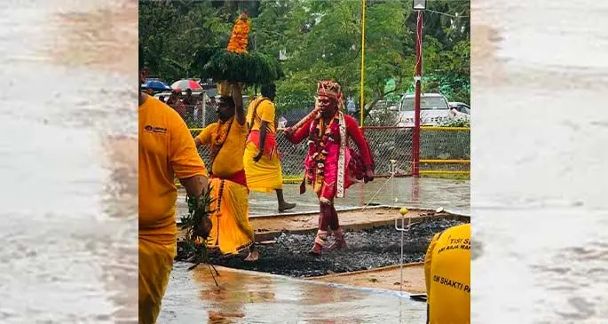 Hindu devotees during the firewalking ritual at the Bhagwati Temple Korociriciri in Nausori on August 2, 2020