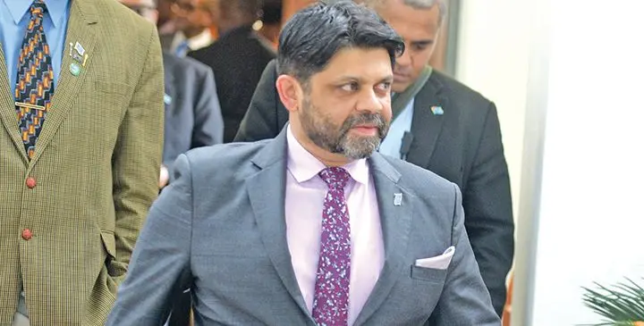 Attorney-General Aiyaz Sayed-Khaiyum outside Parliament on August 7, 2019. Photo: Ronald Kumar