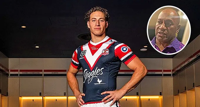 Sydney Roosters winger Mark Nawaqanitawase. Photo: NRL/ Inset: Fiji Bati head coach Wise Kativerata. Photo: Josua Buredua