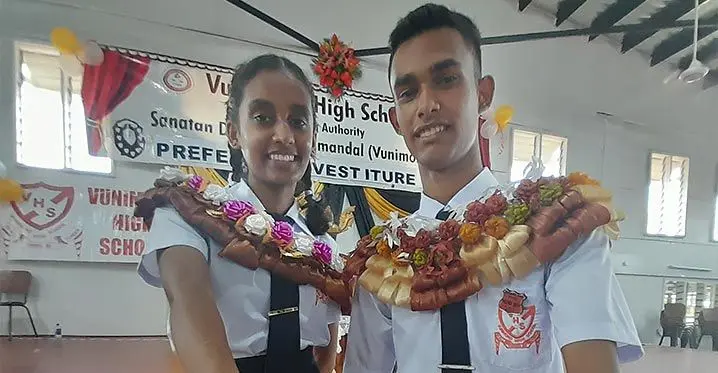 Vunimono High School’s head girl Adhiti Chand and head boy Mohammed Zubair. Photo: Wati Talebula-Nuku