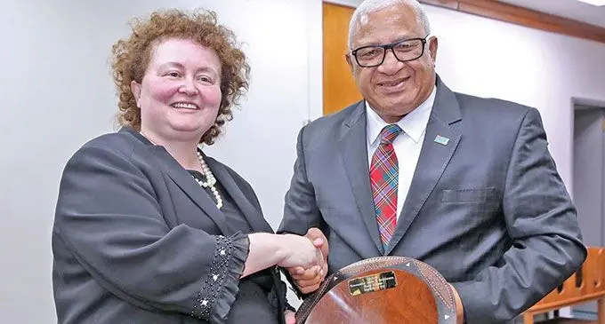 Prime Minister, Voreqe Bainimarama, receives a courtesy call from the High Commissioner of Canada to Fiji, Joanne Lemay, at the Office of the Prime Minister. Photo: DEPTFO News