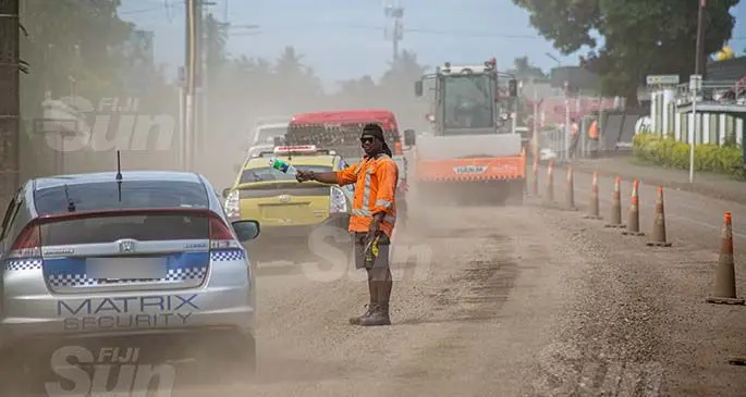 Land Transport Authority of Fiji (LTA) is urging Suva commuters to plan their departure times wisely. Pictured are the roadworks at Grantham Road in Suva. Photo: Leon Lord.