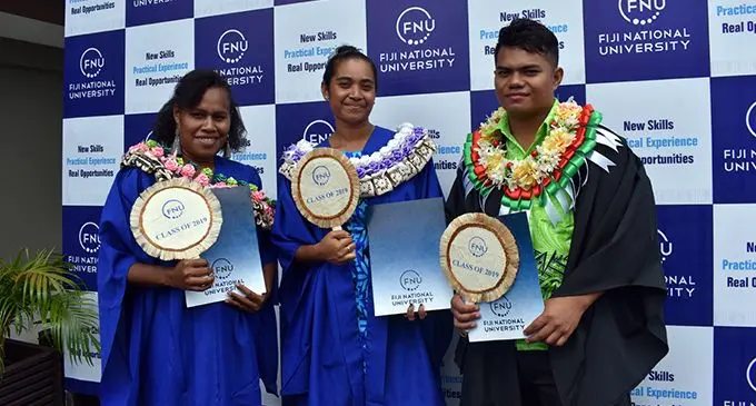 FNU graduates with their authentic Iri gifted by the university.  Photo: FNU