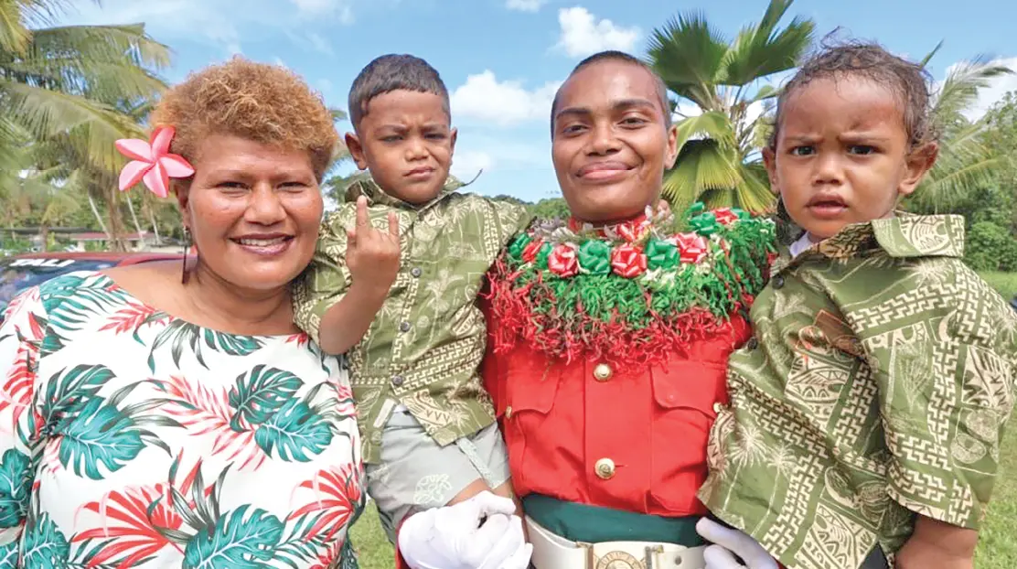 Maria Rosa with her two sons and mother Alisi Kaveni in Nasinu on August 14, 2026. Photo: Asenaca Ratu