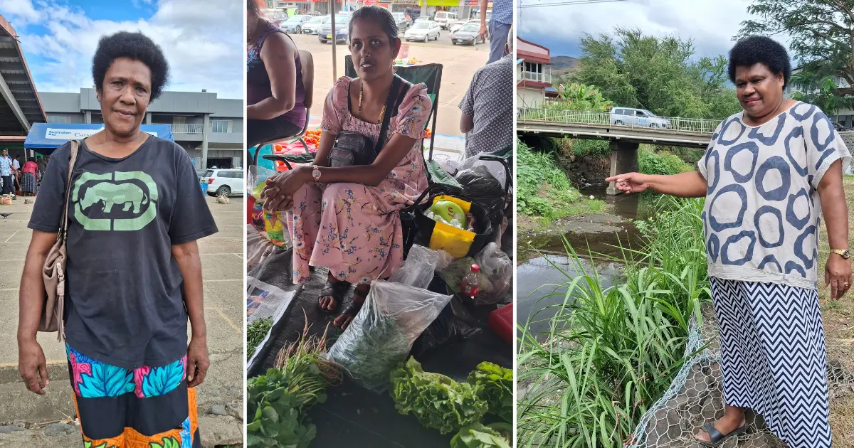 Kinisimere Qereqeretabua, Priya Punam and Tokasa Reutakibula at Rakiraki Market..