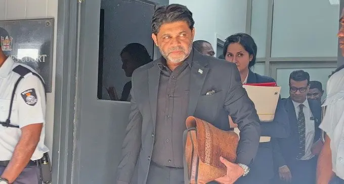 Former Attorney-General, Aiyaz Sayed-Khaiyum outside the Suva Magistrate’s Court on August 20, 2024. Photo: Beranadeta Nagatalevu
