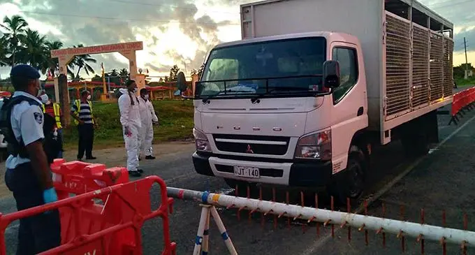One of the Police checkpoints at the containment area.  Photo: Fiji Police Force