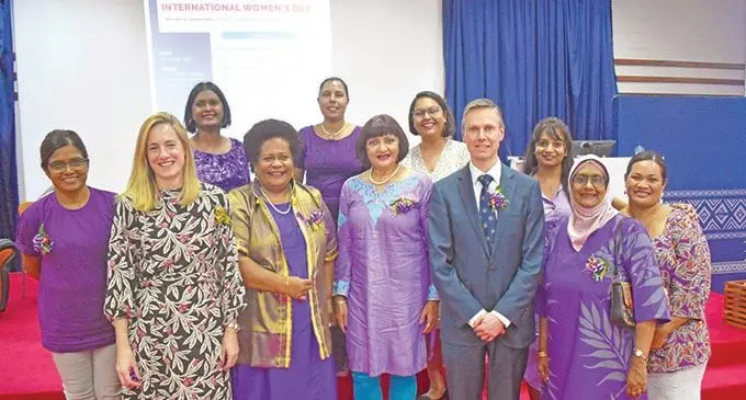 Vice-Chancellor Professor Toby Wilkinson with panelists and staff of Fiji National University..  Photo: Fiji National University