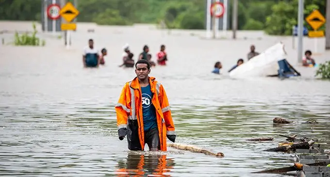 A Residents of Wailotua village in Tailevu after the Wainibuka river adjasent to the village bursts its banks causing massive flooding on 10 January 2022. Photo- Leon Lord