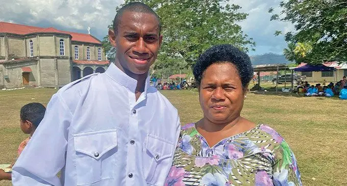 Pioneer Saint Theresa of Lisieux College Baton of Honour recipient Sakiusa Raiko with his mother Marica Maramanikaisuva on October 4, 2024. Photo: Shaniyah Khan