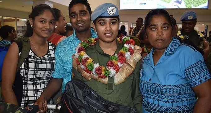 Swastika Singh, Neeraj Singh, Private Artika Singh and mum Sunita Devi at the Nadi International Airport on November 1, 2019. Photo: Waisea Nasokia