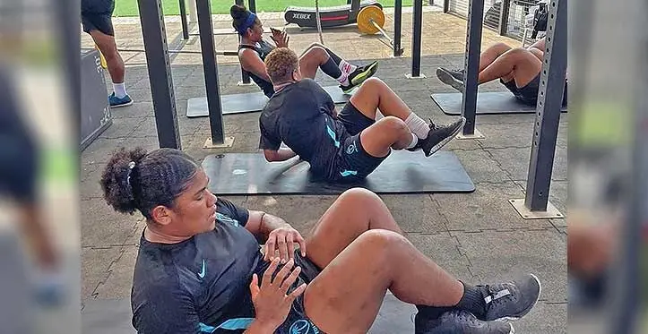Members of the Vodafone Fijiana XVs side train in Dubai. Photo: FRU Media