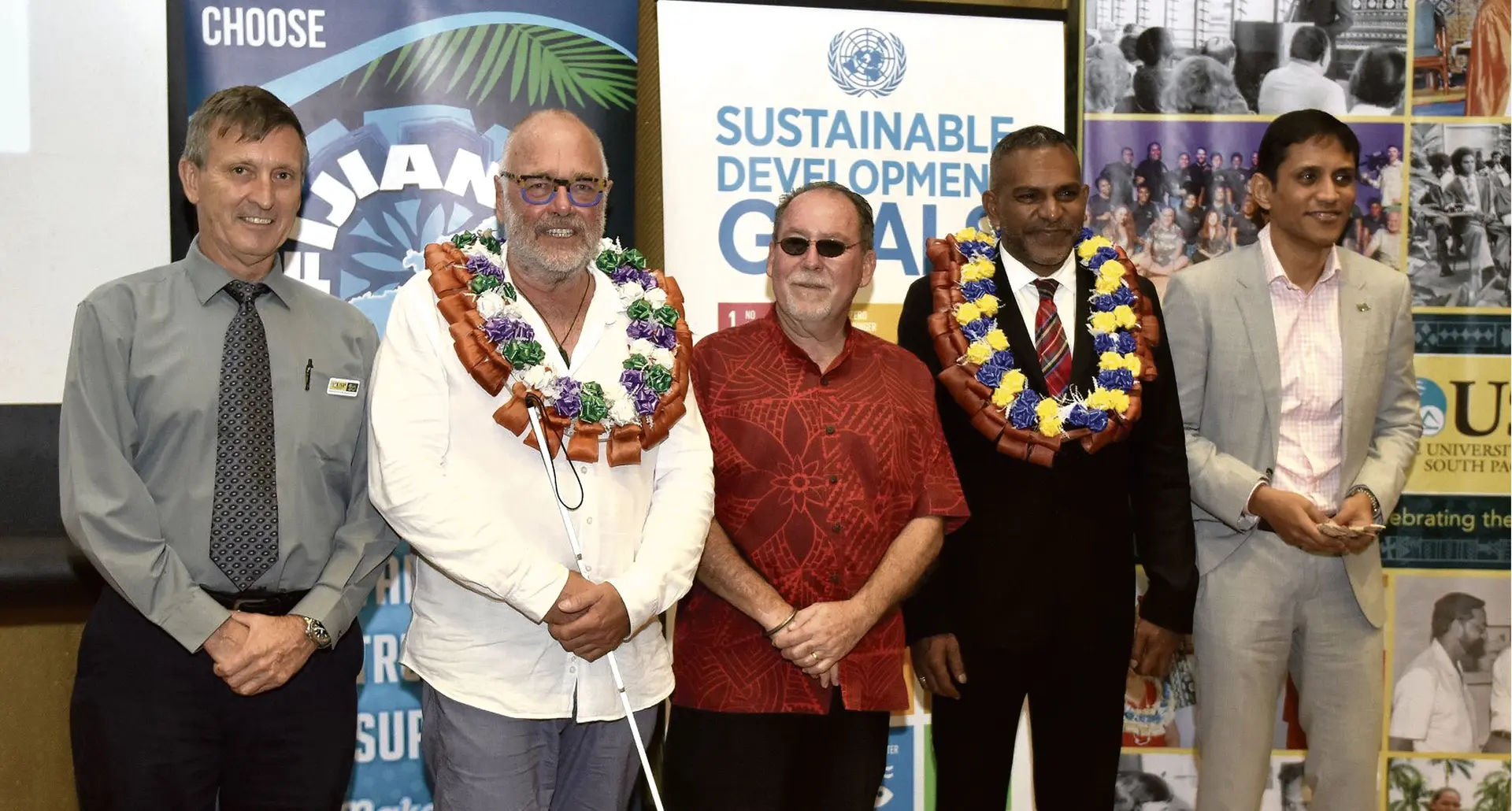 From left: Deputy director University of South Pacific Technical and Further Education (TAFE)  Dr Brad Carte, managing director Pic’s Peanut Butter Pic Picot, Group Manager Campus Life, Glenn Pope with Minister for Industry,Trade,Tourism & Mineral Resources, Faiyaz Koya and Permanent Secretary for Industry, Trade and Tourism Shaheen Ali. Photo: DEPTFO.