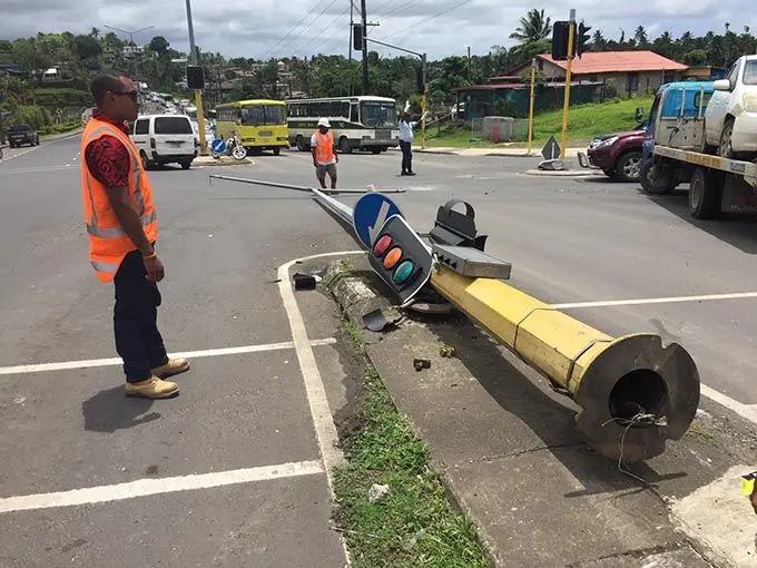 Result of an accident at Kinoya Intersection.
