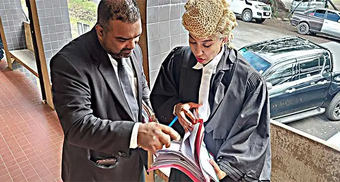 Lautoka lawyer Salvin Nand with Divya Nair outside the High Court on July 18. Photo: Salote Qalubau