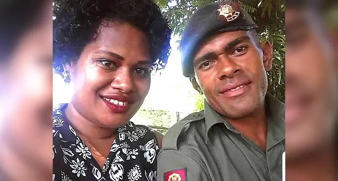 In happier times... Amelia Navugona with her late husband, Private Josese Ledua, who died in an alleged hit-and-run accident in July 2020.