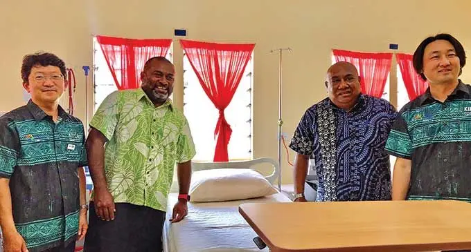 Pictured: From left: Ambassador of the Republic of Korea in Fiji Youngkyu Park, Minister for Health and Medical Services Dr Ifereimi Waqainabete, Roko Tui Colo Ratu Apenisa Loki and Country Director of Korea International Cooperation Agency (KOICA) Fiji and Pacific Office Kapchae Ra at the newly opened COVID-19 isolation ward in Tamavua on March 28, 2022.